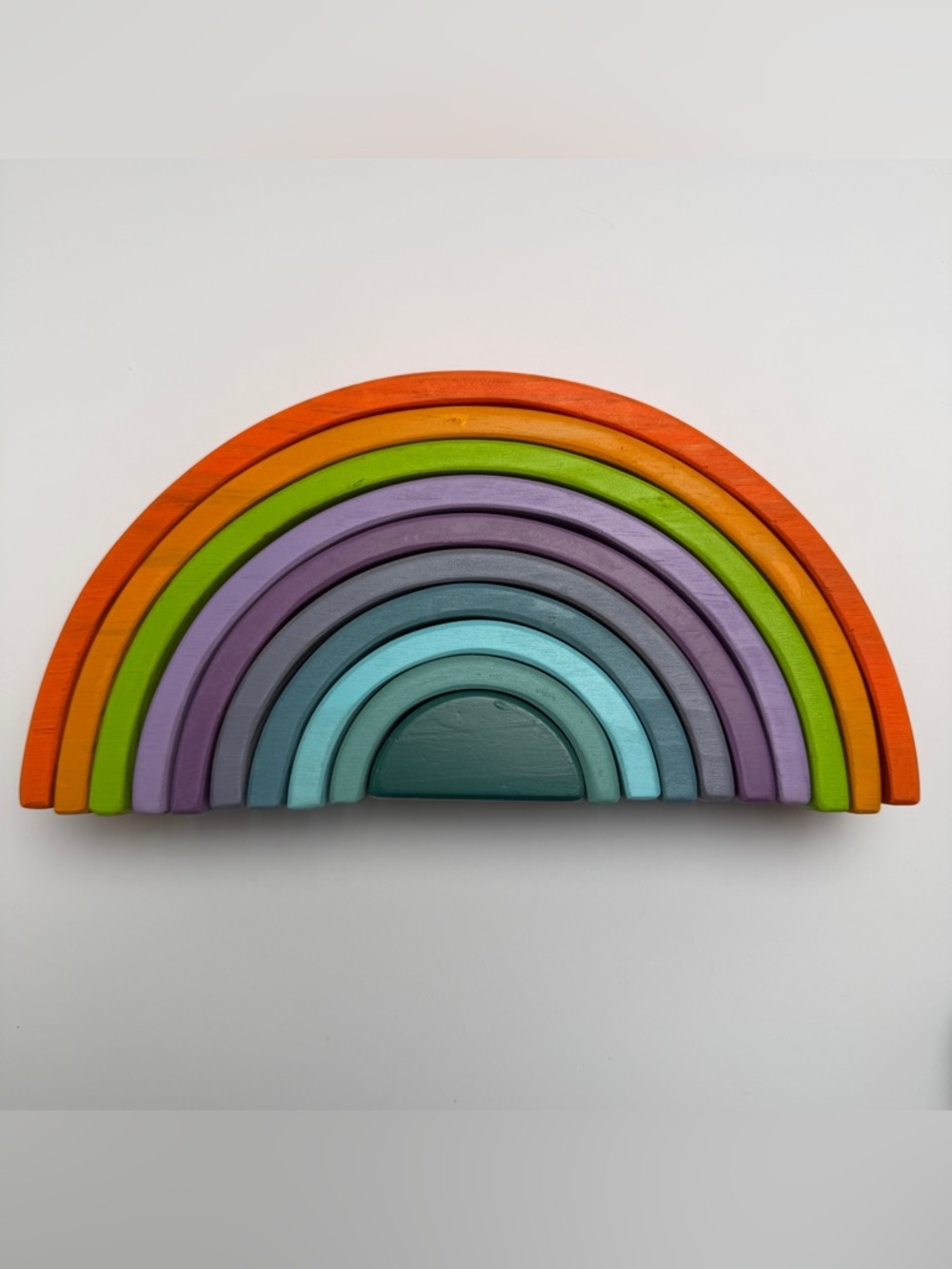 Wooden Rainbow Stacking Toy in Bright Multicolor(Sample—defective.⚠️）